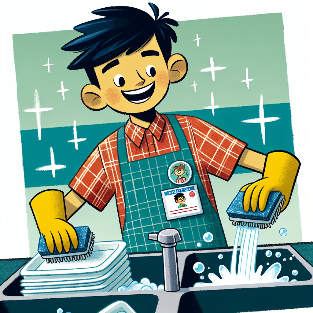 A teenager named otter doing the dishes. Blank Meme Template