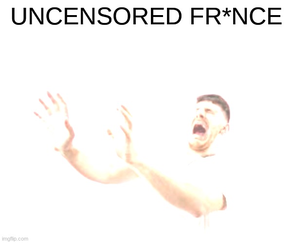 he left all caps on(custom) | UNCENSORED FR*NCE | image tagged in he left all caps on custom | made w/ Imgflip meme maker