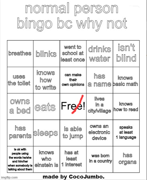 normal person bingo hehehe | image tagged in normal person bingo hehehe | made w/ Imgflip meme maker