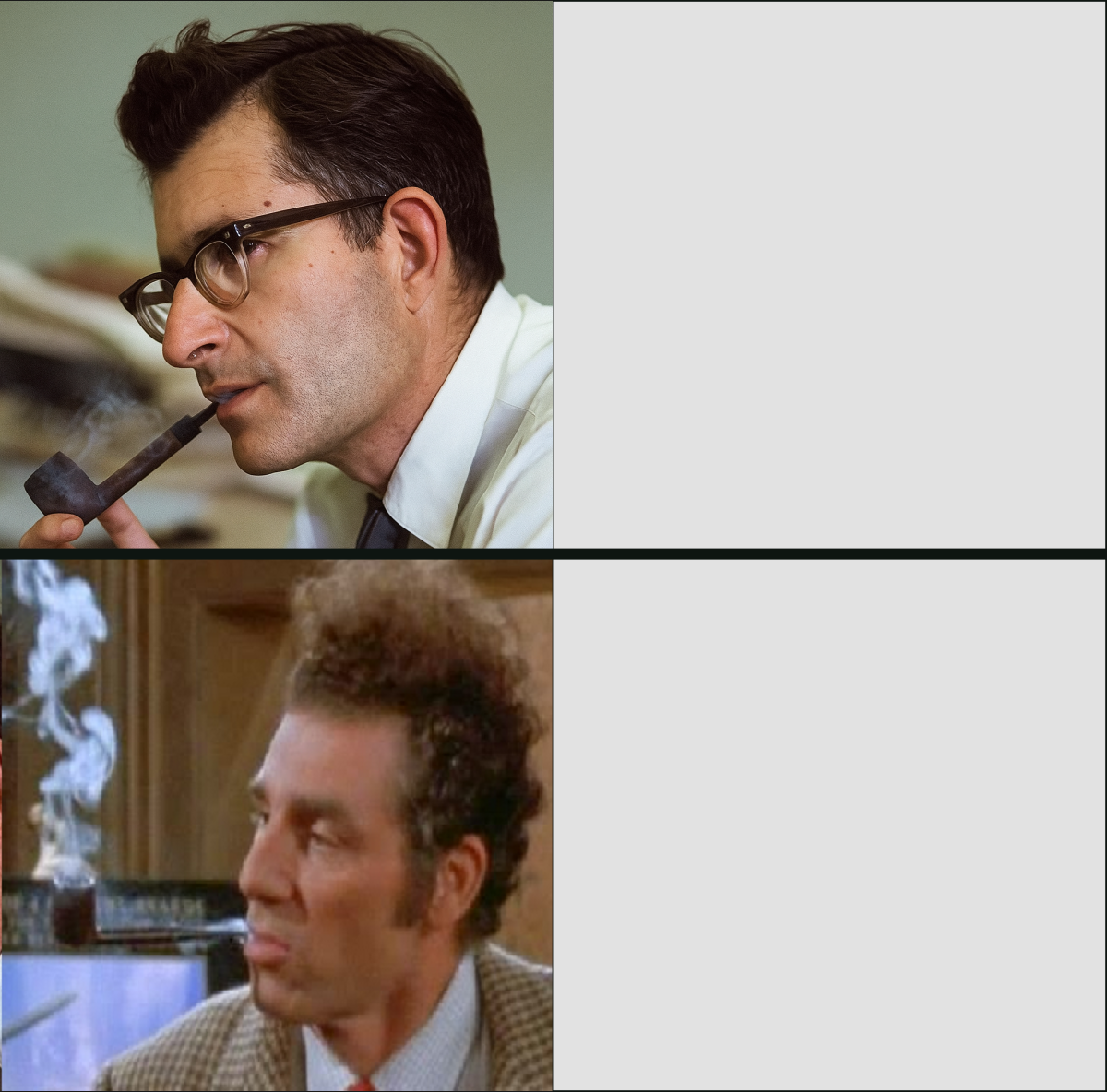 Broke Chomsky v. Woke Kramer Blank Meme Template