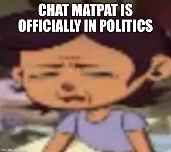 Luz distressed | CHAT MATPAT IS OFFICIALLY IN POLITICS | image tagged in luz distressed | made w/ Imgflip meme maker