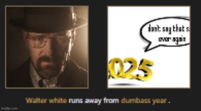 walter is afraid of 2025 | image tagged in walter is afraid of 2025 | made w/ Imgflip meme maker