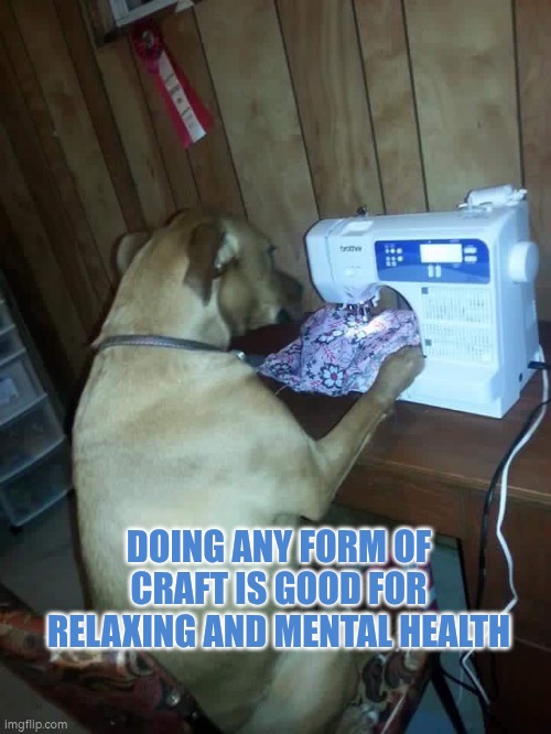 Doing any form of craft is good for mental health | DOING ANY FORM OF CRAFT IS GOOD FOR RELAXING AND MENTAL HEALTH | image tagged in craft,mental health,sewing,crochet,knitting | made w/ Imgflip meme maker
