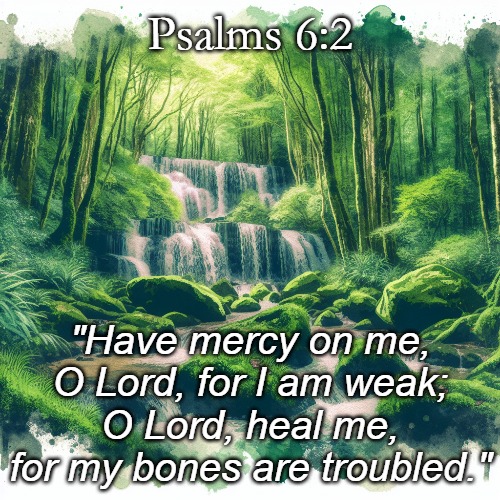 Mercy from God | Psalms 6:2; "Have mercy on me, O Lord, for I am weak;
O Lord, heal me, for my bones are troubled." | image tagged in christiansonly,mercy,god is good | made w/ Imgflip meme maker