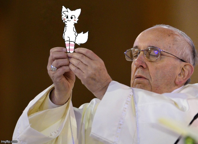 All hail the king | image tagged in pope holding,boykisser,femboy | made w/ Imgflip meme maker