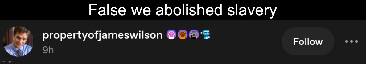 False we abolished slavery | made w/ Imgflip meme maker