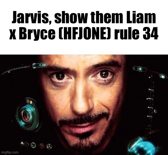 Jarvis Template | Jarvis, show them Liam x Bryce (HFJONE) rule 34 | image tagged in jarvis template | made w/ Imgflip meme maker