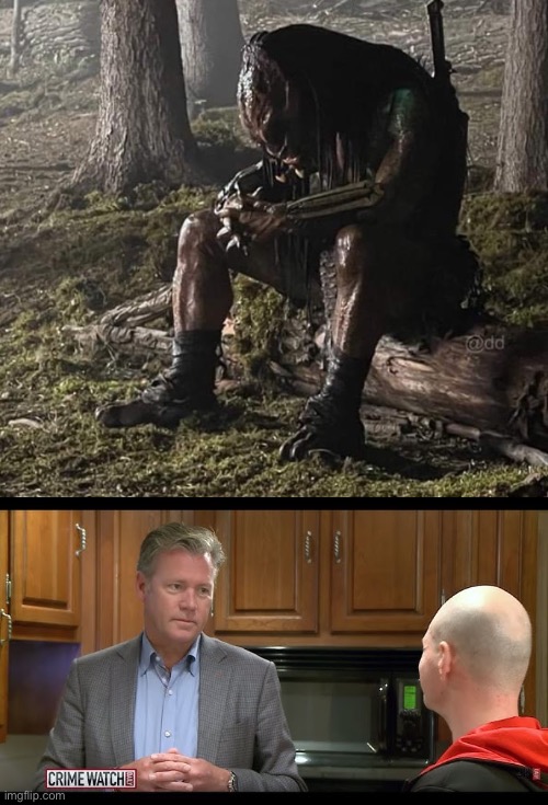 Caught | image tagged in sad predator,to catch a predato,predator | made w/ Imgflip meme maker