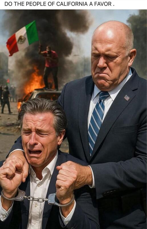 Tom Homan arrests Gavin Newsom Blank Meme Template