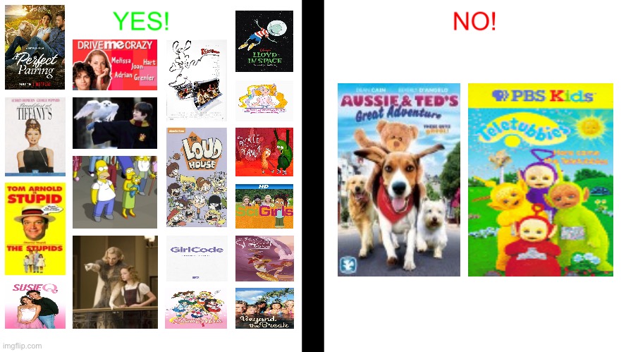 My Yes and No List Part 2 | image tagged in the simpsons,the loud house,netflix,sailor moon,disney plus,cartoon network | made w/ Imgflip meme maker
