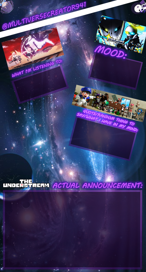 High Quality Multiversecreator941's Announcement Temp V4 Blank Meme Template