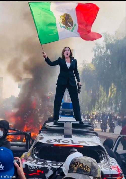 Kamala Harris exploiting LA riots Blank Meme Template