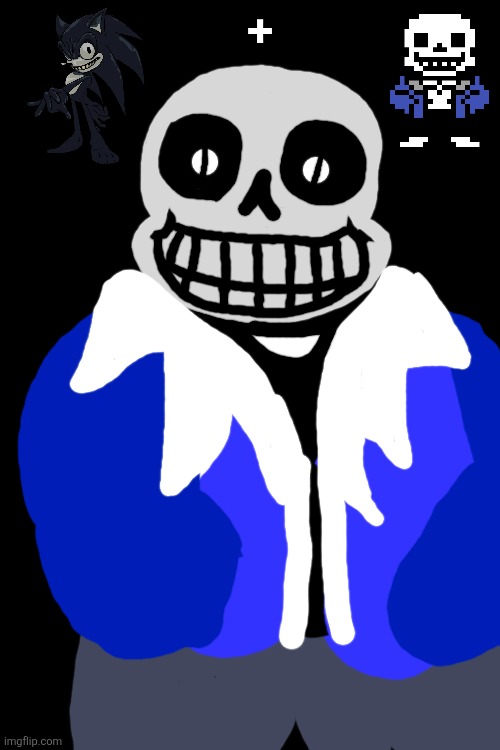 Shitty af drawing of "2017x but if instead of being obsessed with sonic it was sans" | + | made w/ Imgflip meme maker