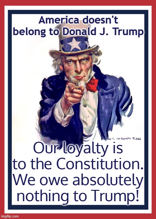 Our loyalty is to the Constitution not to the person. | America doesn't belong to Donald J. Trump; Our loyalty is to the Constitution. We owe absolutely nothing to Trump! | image tagged in don't fall for it,speak up,never back down,never give up,never give in | made w/ Imgflip meme maker