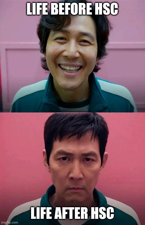 Squid Game | LIFE BEFORE HSC; LIFE AFTER HSC | image tagged in squid game | made w/ Imgflip meme maker