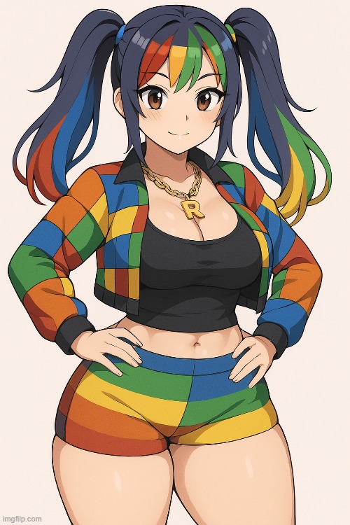 MrRubik88 as an anime girl (without text) | image tagged in anime,character,roblox,fanart | made w/ Imgflip meme maker
