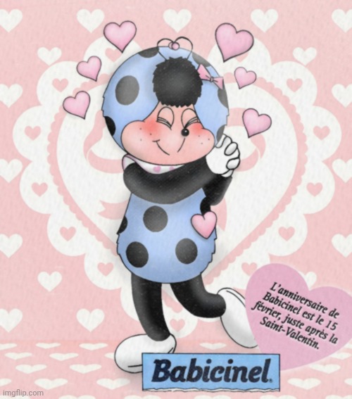Cococinel (Cocomiel)1992: Babicinel (Babimiel) birthday day | image tagged in babicinel,cococinel,in love,blue ladybug,kawaii pink,lace heart | made w/ Imgflip meme maker