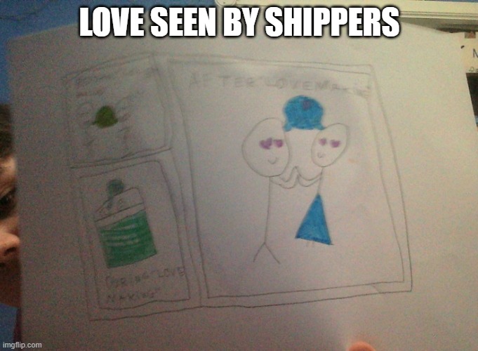 some ship in a nutshell | LOVE SEEN BY SHIPPERS | image tagged in some ship in a nutshell | made w/ Imgflip meme maker