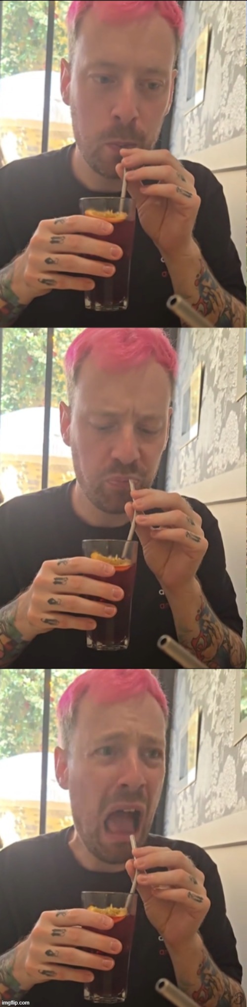 sarran grey drink | image tagged in drink,disgusted face,twitch | made w/ Imgflip meme maker
