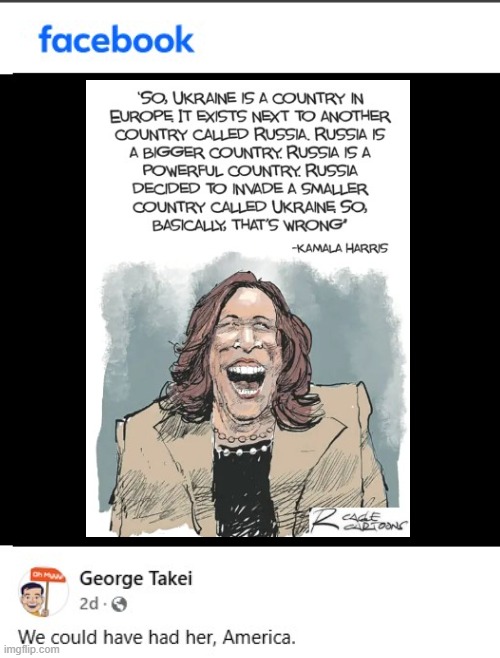 Thank goodness for small blessings (such as Trump winning) | image tagged in george takei on kamala harris | made w/ Imgflip meme maker