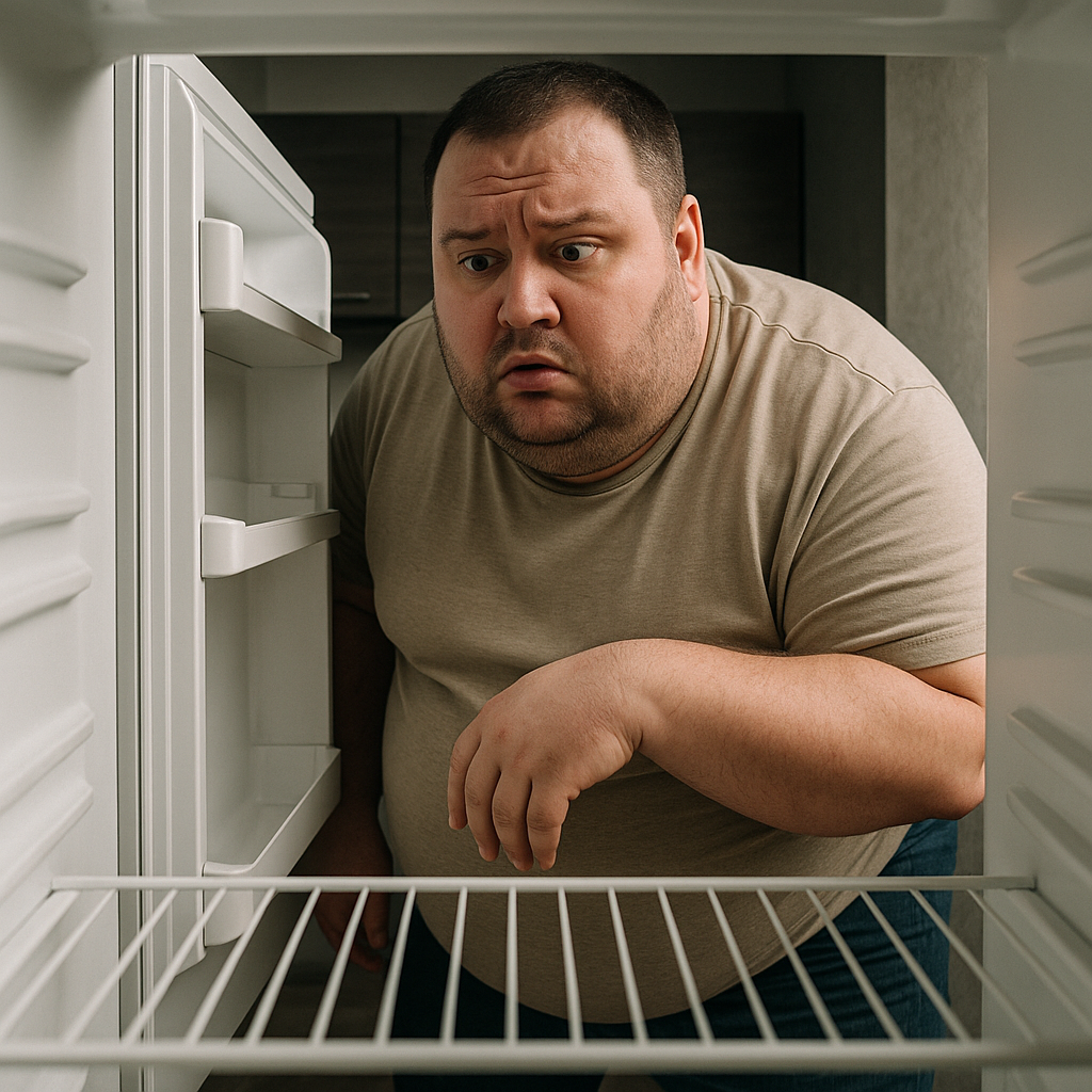 Fat guy looking in the fridge Blank Meme Template