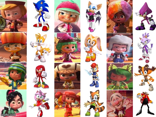 Sonic x Sugar Rush (Wreck-it Ralph) Recast | image tagged in wreck it ralph,sonic,cast,casting,sugar rush | made w/ Imgflip meme maker