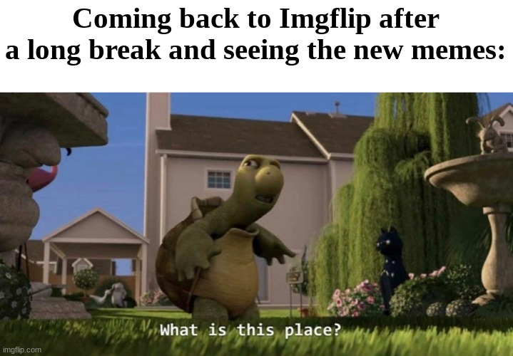 Bro it's fallen off so badly | Coming back to Imgflip after a long break and seeing the new memes: | image tagged in what is this place | made w/ Imgflip meme maker