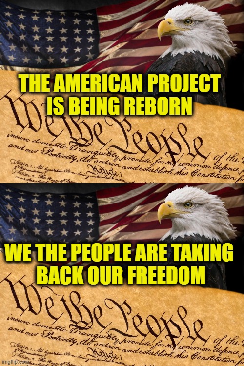 God bless America | THE AMERICAN PROJECT
IS BEING REBORN; WE THE PEOPLE ARE TAKING 
BACK OUR FREEDOM | image tagged in freedom | made w/ Imgflip meme maker
