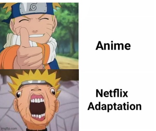 Anime netflix adaptation | image tagged in anime netflix adaptation | made w/ Imgflip meme maker