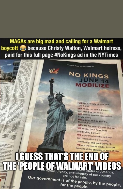 Walmart boycott | I GUESS THAT'S THE END OF THE 'PEOPLE OF WALMART' VIDEOS | image tagged in walmart life | made w/ Imgflip meme maker