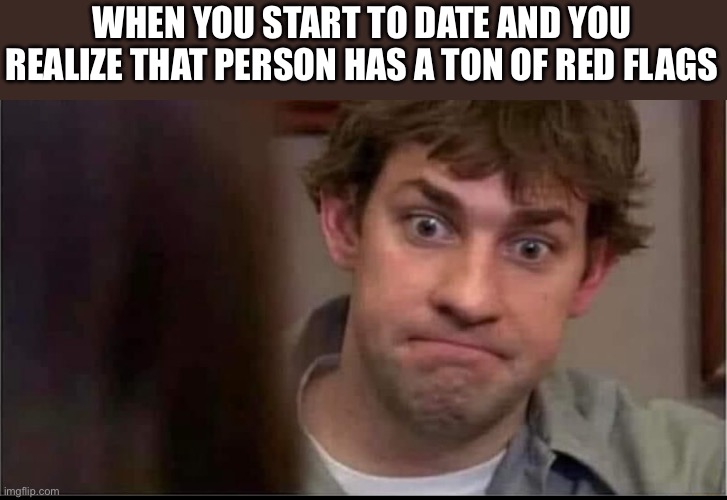 WHEN YOU START TO DATE AND YOU REALIZE THAT PERSON HAS A TON OF RED FLAGS | image tagged in red flags | made w/ Imgflip meme maker