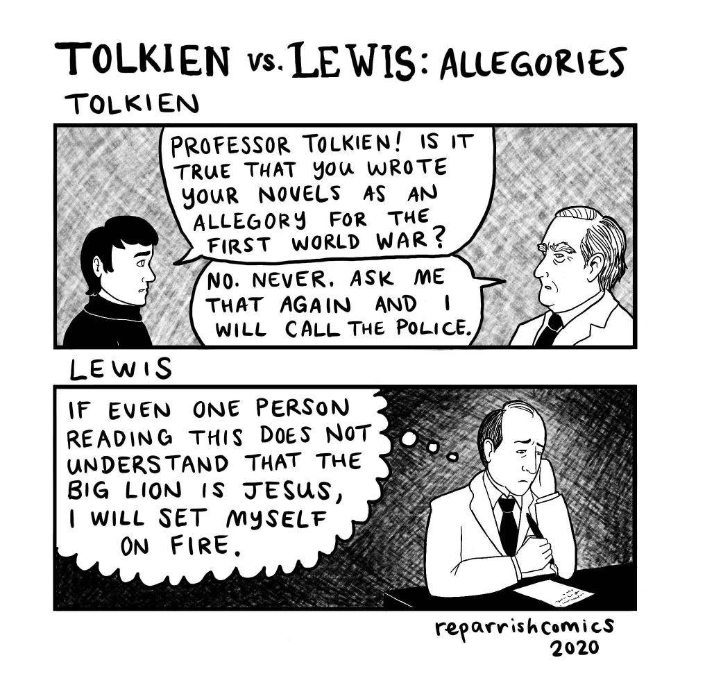 Tolkien vs cs lewis allegories Blank Meme Template