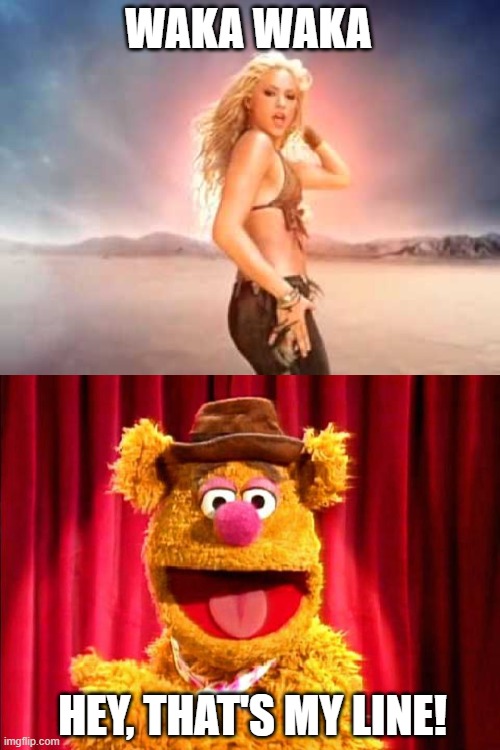 Waka Waka | WAKA WAKA; HEY, THAT'S MY LINE! | image tagged in shakira,fozzie bear joke | made w/ Imgflip meme maker