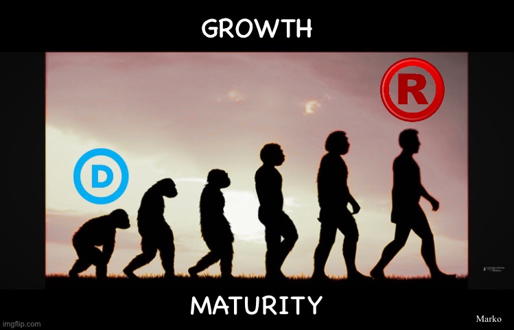 Ape-to-Man is Make Believe  —  Ignorant-to-Knowledgeable is Possible. — but ya gotta develop your Pre Frontal Cortex | GROWTH; MATURITY; Marko | image tagged in memes,primary difference between lefty n rightie,lefty is missing part of their brain,their ignorance is understandable | made w/ Imgflip meme maker