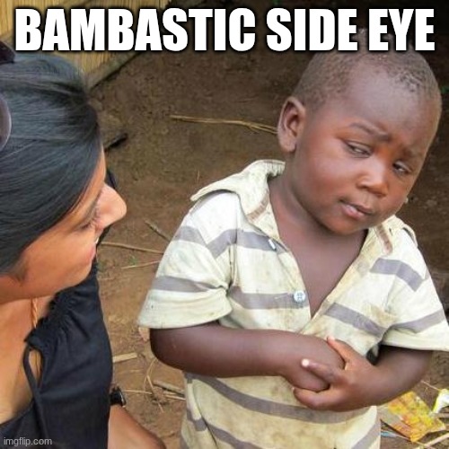 Third World Skeptical Kid | BAMBASTIC SIDE EYE | image tagged in memes,third world skeptical kid | made w/ Imgflip meme maker