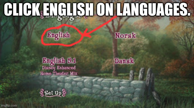 Click English on Languages. | CLICK ENGLISH ON LANGUAGES. | image tagged in languages,english,mary poppins,dvd | made w/ Imgflip meme maker