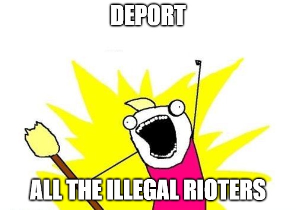 Raise your hand if you're getting sick of this shit. | DEPORT; ALL THE ILLEGAL RIOTERS | image tagged in memes,x all the y,maga,illegal aliens,deportations | made w/ Imgflip meme maker