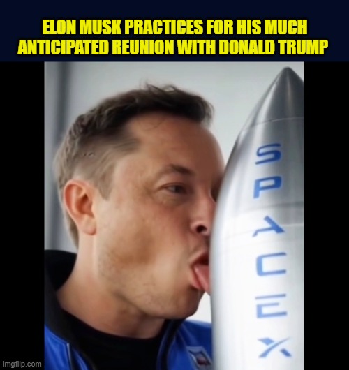 "My life is meaningless without you Mr. President! " | ELON MUSK PRACTICES FOR HIS MUCH ANTICIPATED REUNION WITH DONALD TRUMP | image tagged in impeach trump,donald trump memes,government corruption,elon musk,trump is a moron | made w/ Imgflip meme maker