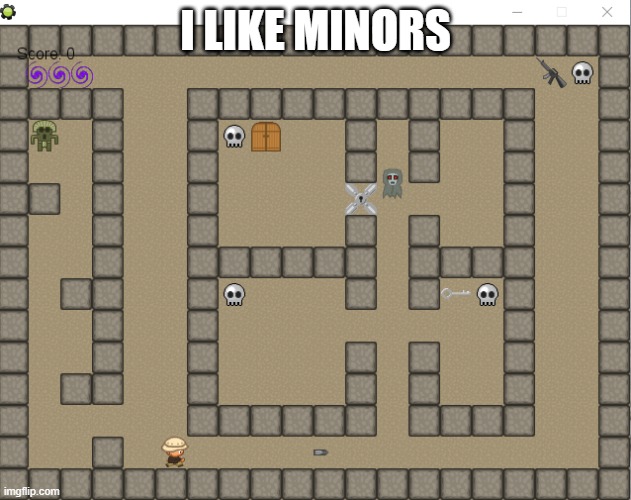 speedrunning msmg | I LIKE MINORS | image tagged in grimnemo game | made w/ Imgflip meme maker