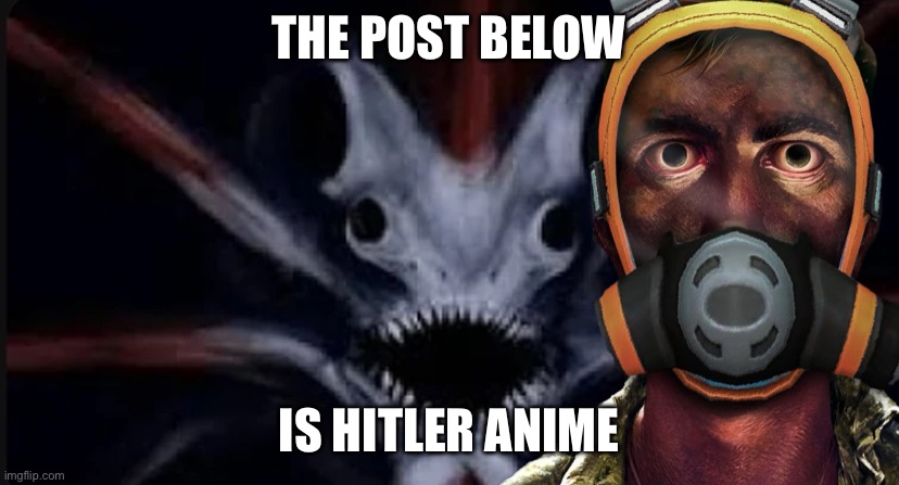 Subnautica Thousand Yard Stare | THE POST BELOW; IS HITLER ANIME | image tagged in subnautica thousand yard stare | made w/ Imgflip meme maker