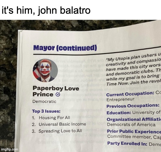 john balatro | it's him, john balatro | image tagged in balatro,nyc,mayor | made w/ Imgflip meme maker