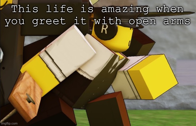 My sillyyyy | This life is amazing when you greet it with open arms | image tagged in my sillyyyy | made w/ Imgflip meme maker