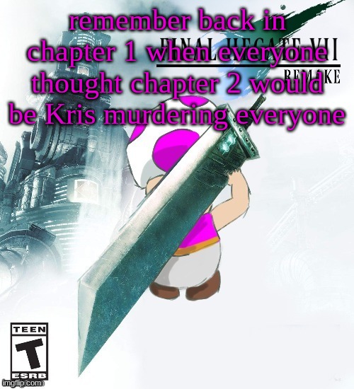 Final Hecate VII (thank you disco) | remember back in chapter 1 when everyone thought chapter 2 would be Kris murdering everyone | image tagged in final hecate vii thank you disco | made w/ Imgflip meme maker