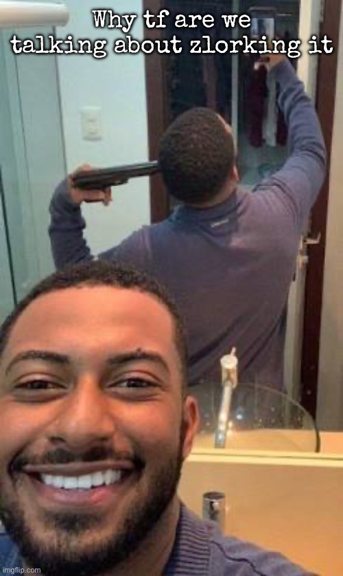 My reaction to this situation | Why tf are we talking about zlorking it | image tagged in mirror suicide,msmg | made w/ Imgflip meme maker