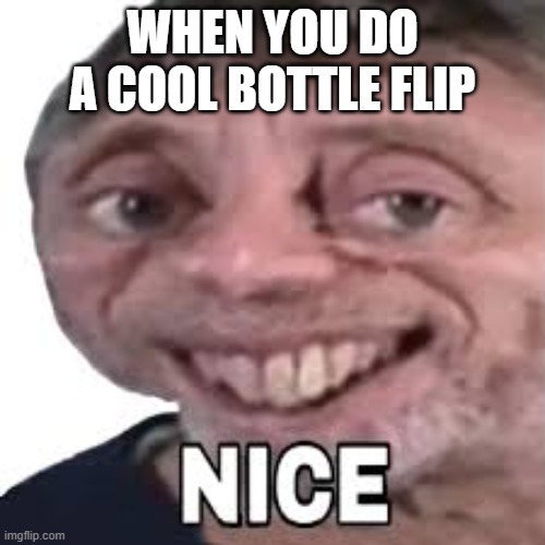 nice | WHEN YOU DO A COOL BOTTLE FLIP | image tagged in nice | made w/ Imgflip meme maker