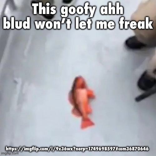 https://imgflip.com/i/9x36wx?nerp=1749698597#com36870646 | This goofy ahh blud won’t let me freak; https://imgflip.com/i/9x36wx?nerp=1749698597#com36870646 | image tagged in jimmy here fish | made w/ Imgflip meme maker