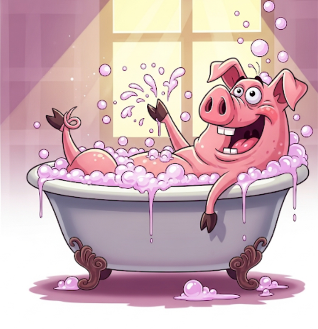 High Quality Pig in a bubble bath Blank Meme Template