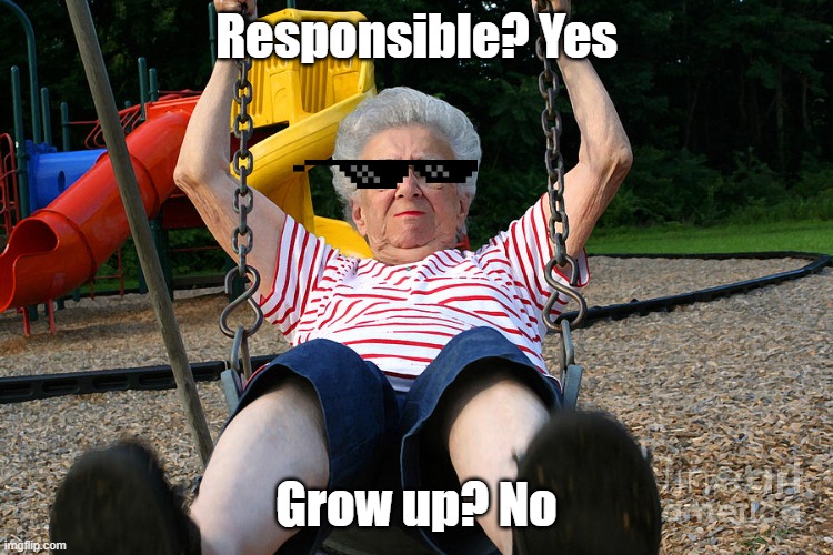 Responsible? Yes Grow up? No | made w/ Imgflip meme maker