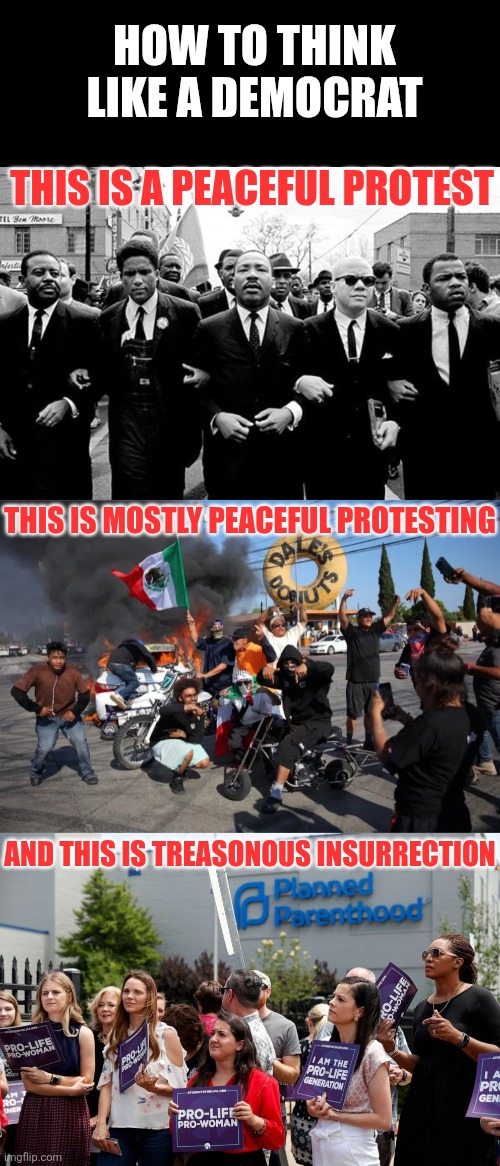 Democrats understand the word "protest" about as well as they definecwhat a woman is.... | HOW TO THINK LIKE A DEMOCRAT; THIS IS A PEACEFUL PROTEST; THIS IS MOSTLY PEACEFUL PROTESTING; AND THIS IS TREASONOUS INSURRECTION | image tagged in 2025 los angeles la riot protest,stupid liberals,biased media,hypocrisy,lies,illegal immigrants | made w/ Imgflip meme maker