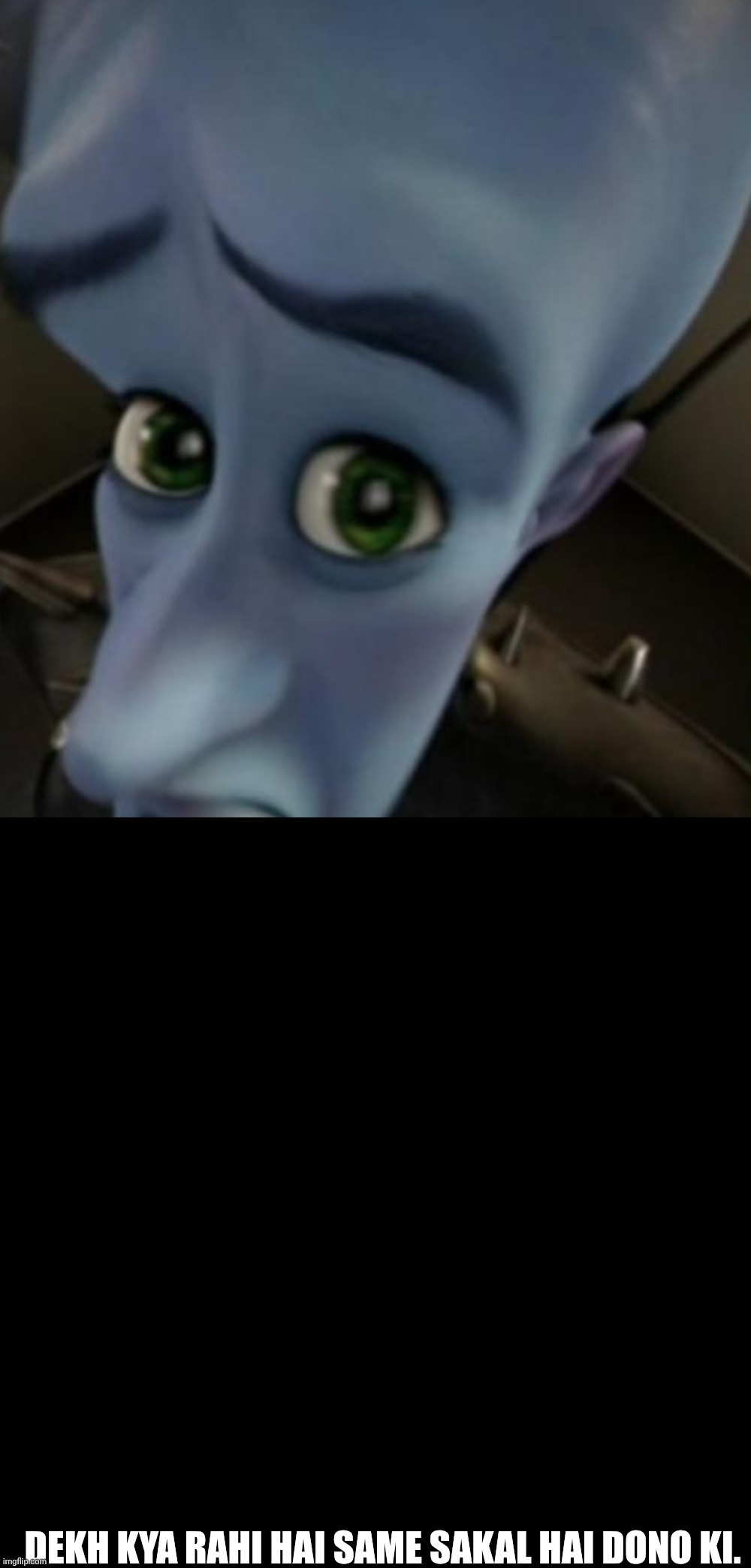 DEKH KYA RAHI HAI SAME SAKAL HAI DONO KI. | image tagged in megamind no bitches,memes,blank transparent square | made w/ Imgflip meme maker